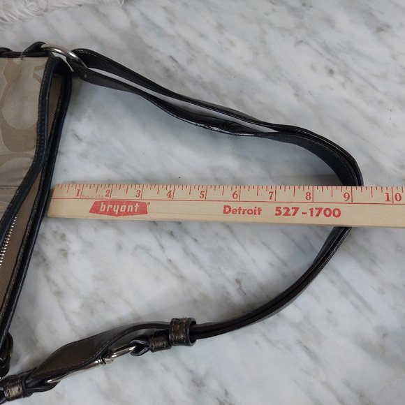 Coach F19730 Khaki Bronze Signature Sateen Brooke Shoulder Satchel Hobo Bag - Picture 6 of 10